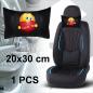 Preview: Auto Nackenkissen 20x30cm Nackenpolster Leder Schwarz mit Druck Design Smiley